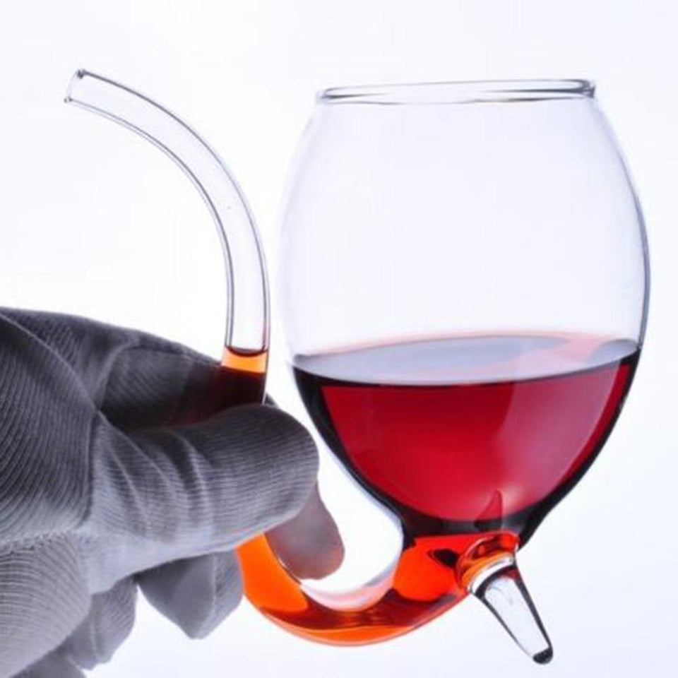 Devil Wine Glass with Built in Drinking Tube Straw